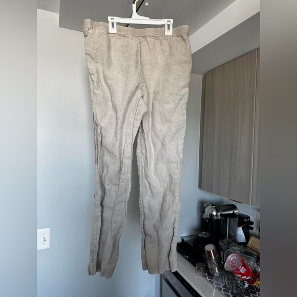 J. Jill 100% Linen Lagenlook Slim Leg Pants Tan M Tall - 29.5" Inseam - Picture 3 of 5